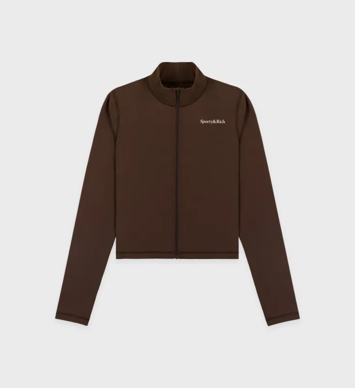 Serif Logo Sports Jacket - Chocolate/White sold by Sporty and Rich