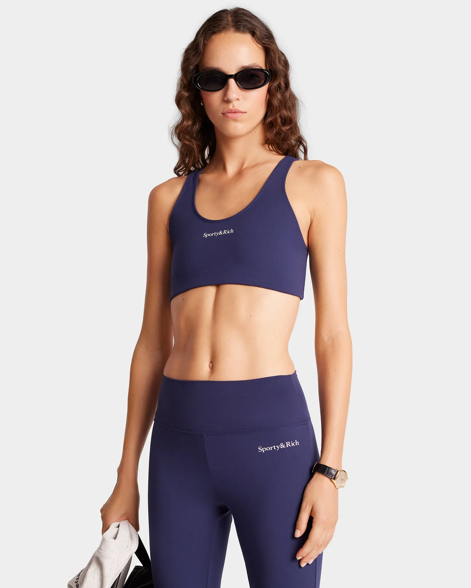Serif Logo Sports Bra - Navy/White sold by Sporty and Rich product image thumbnail 3