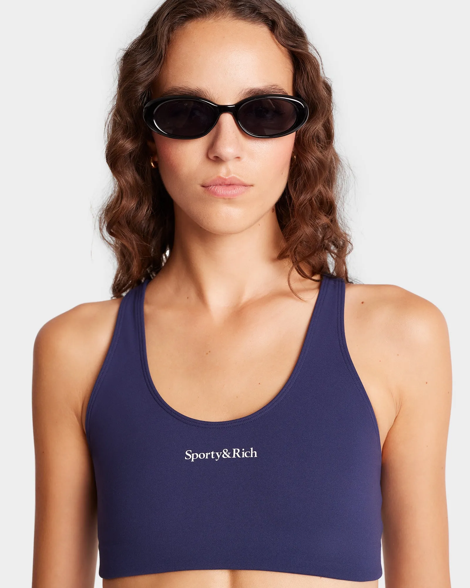 Serif Logo Sports Bra - Navy/White sold by Sporty and Rich product image thumbnail 4