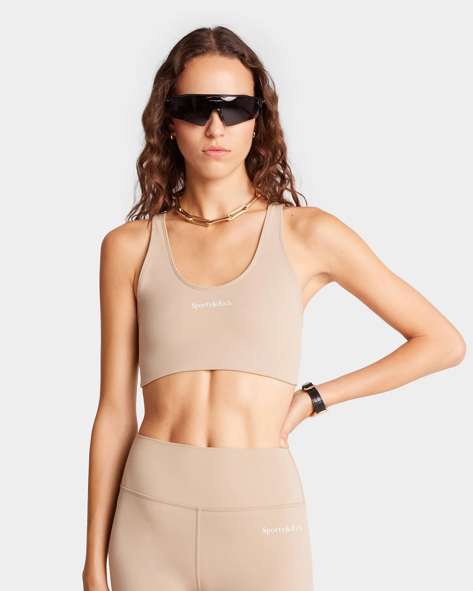 Serif Logo Sport Bra - Elephant/White sold by Sporty and Rich product image thumbnail 2