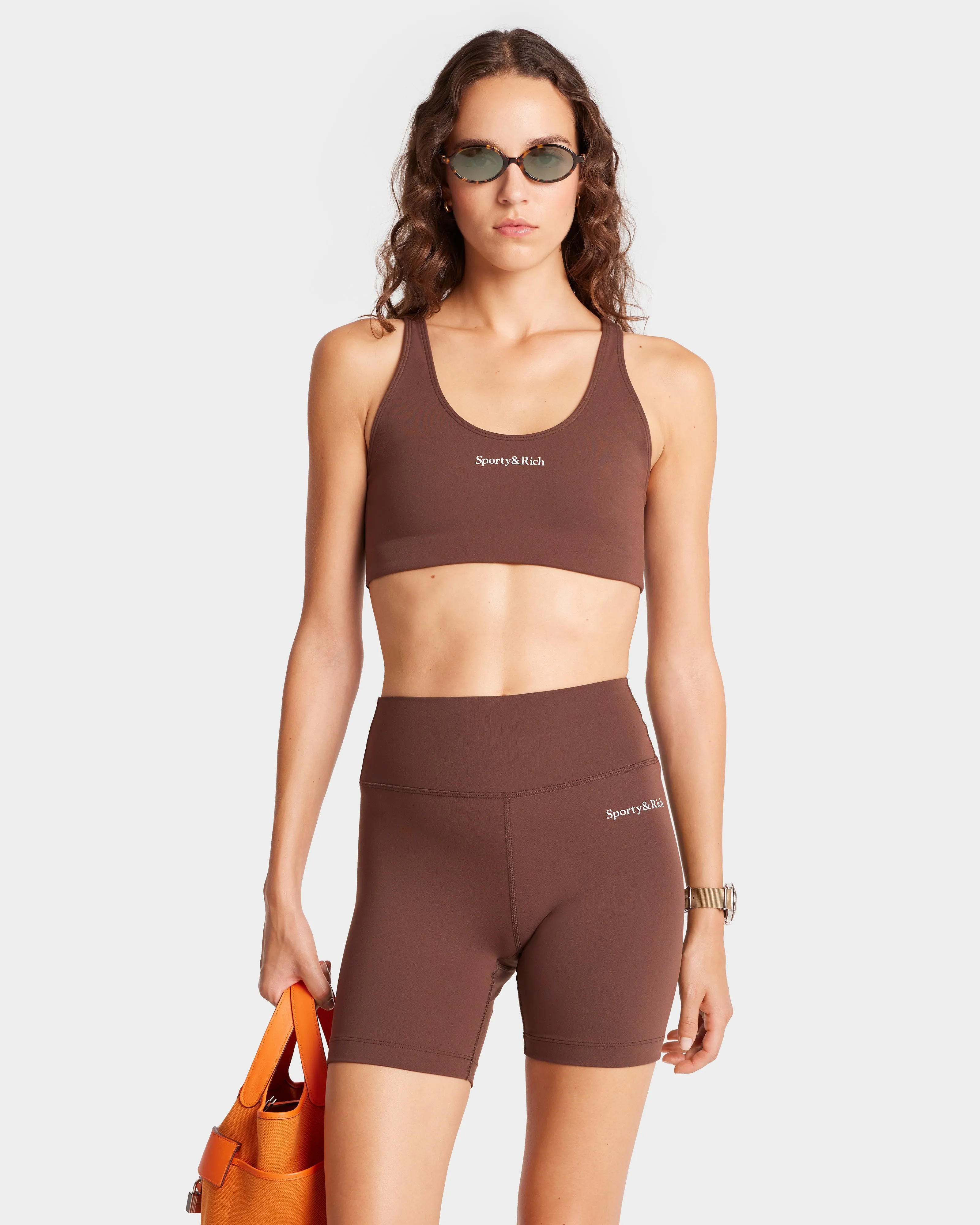 Serif Logo Sport Bra - Chocolate/White sold by Sporty and Rich product image thumbnail 3
