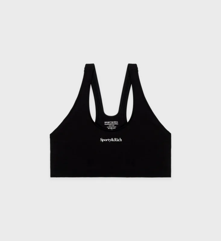 Serif Logo Sport Bra - Black/White sold by Sporty and Rich