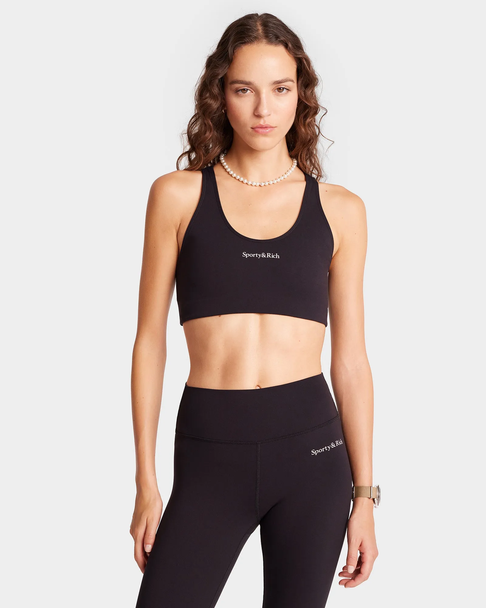 Serif Logo Sport Bra - Black/White sold by Sporty and Rich product image thumbnail 3