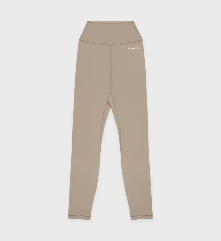 Serif Logo Legging - Elephant/White sold by Sporty and Rich