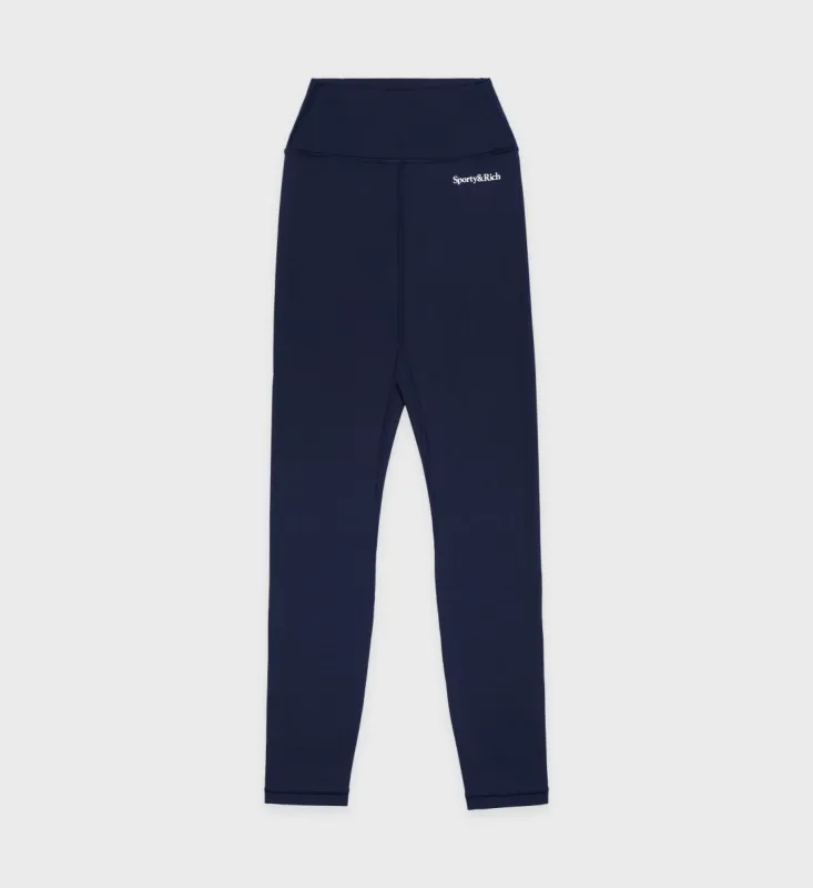 Serif Logo Legging - Navy/White sold by Sporty and Rich