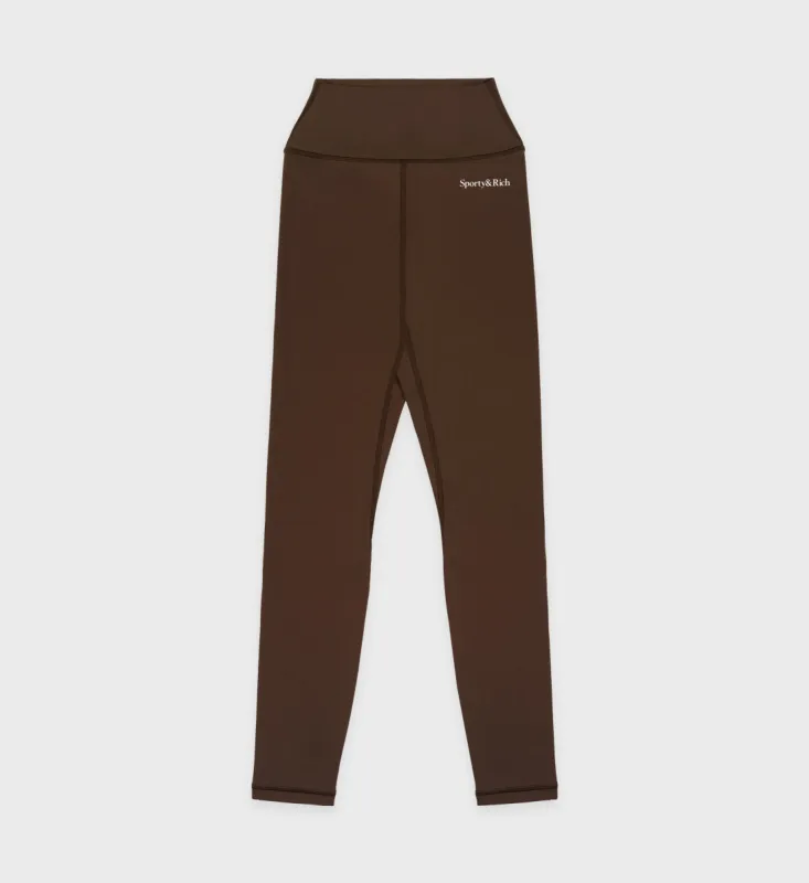 Serif Logo Legging - Chocolate/White sold by Sporty and Rich