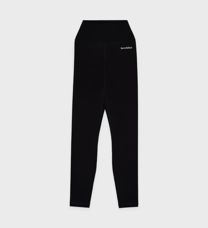 Serif Logo Legging - Black/White sold by Sporty and Rich