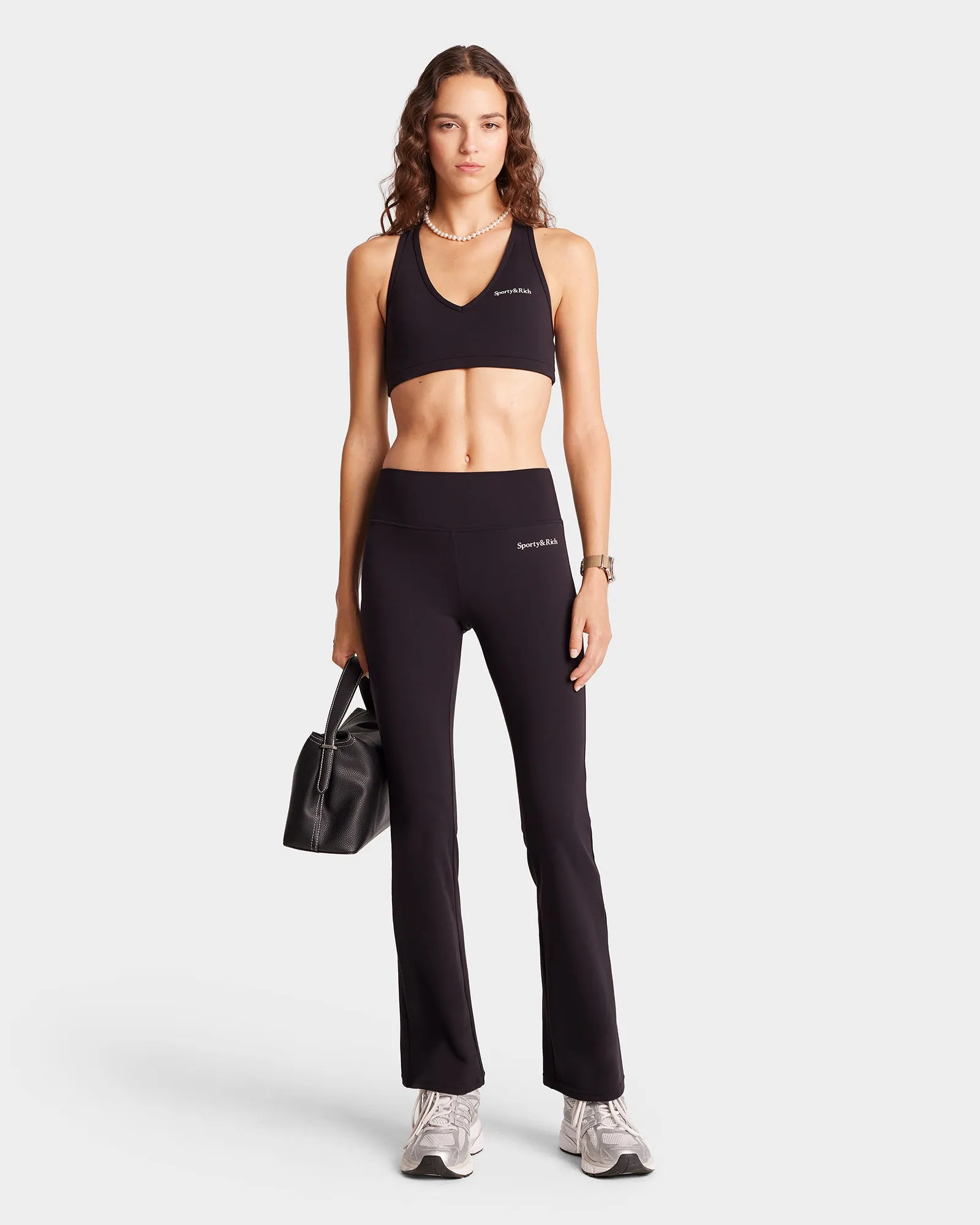 Serif Logo Flared Legging - Black/White sold by Sporty and Rich product image thumbnail 3