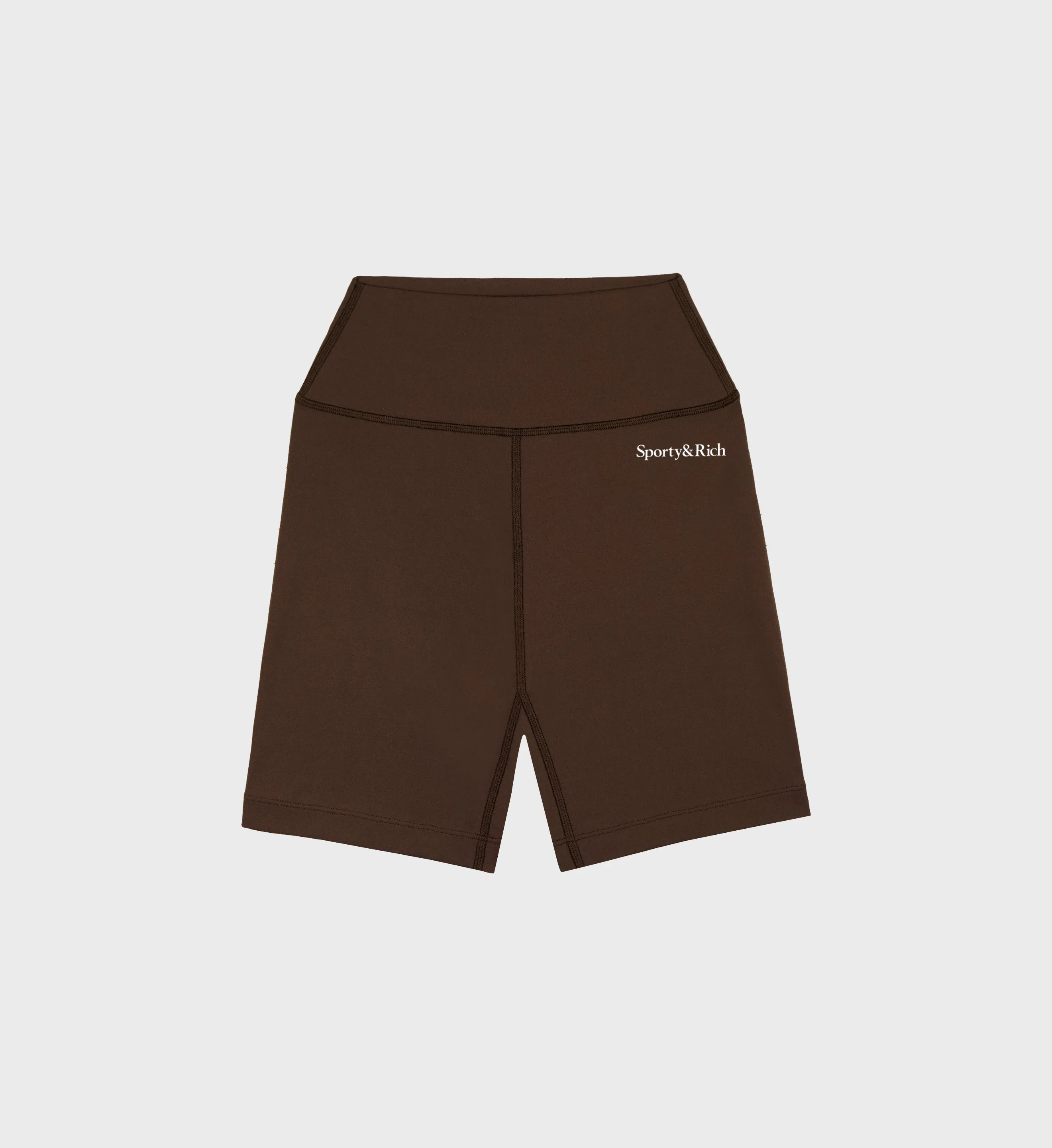 Serif Logo Biker Short - Chocolate/White sold by Sporty and Rich