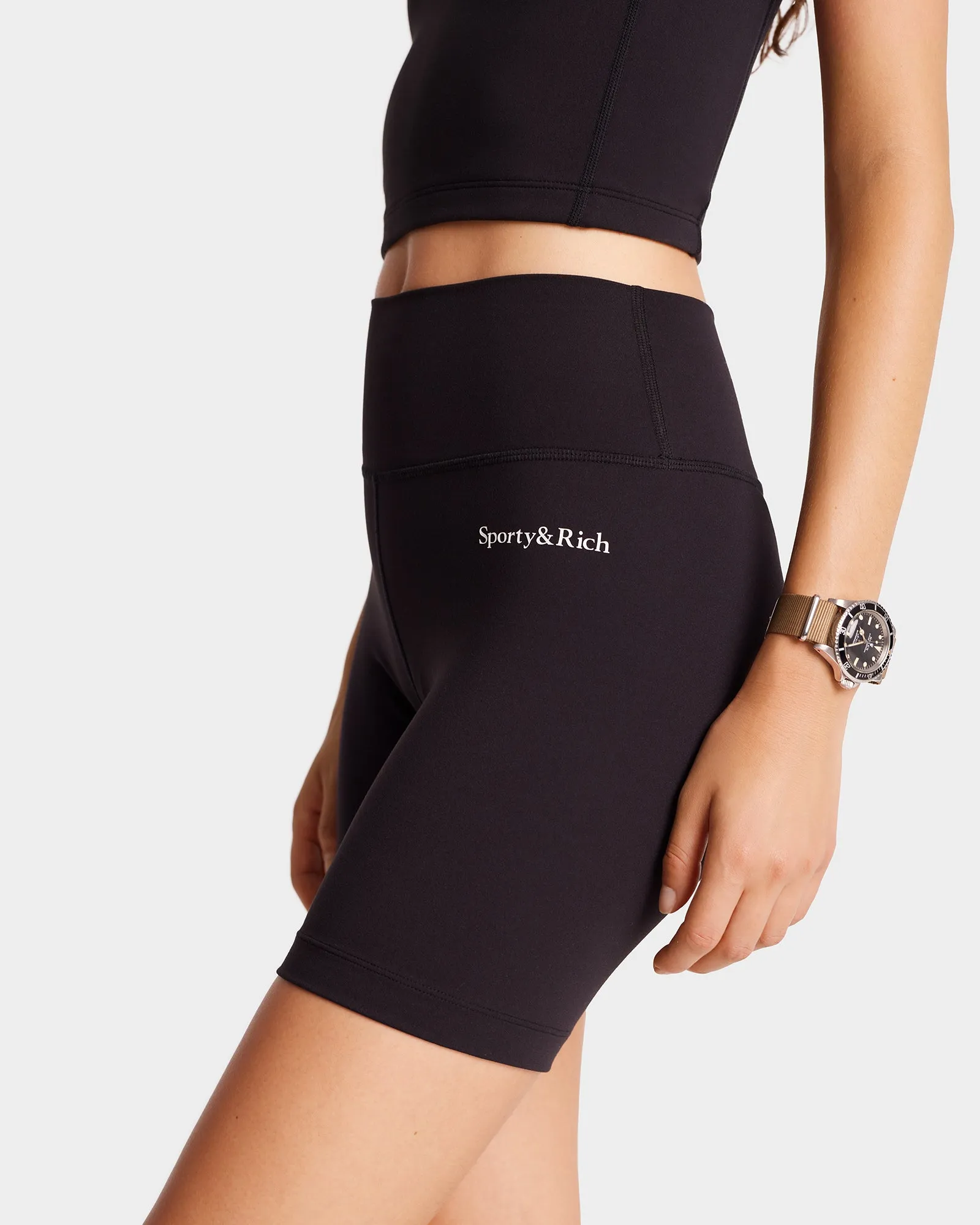 Serif Logo Biker Short - Black/White sold by Sporty and Rich product image thumbnail 3