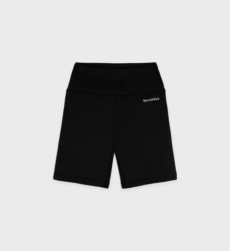 Serif Logo Biker Short - Black/White sold by Sporty and Rich