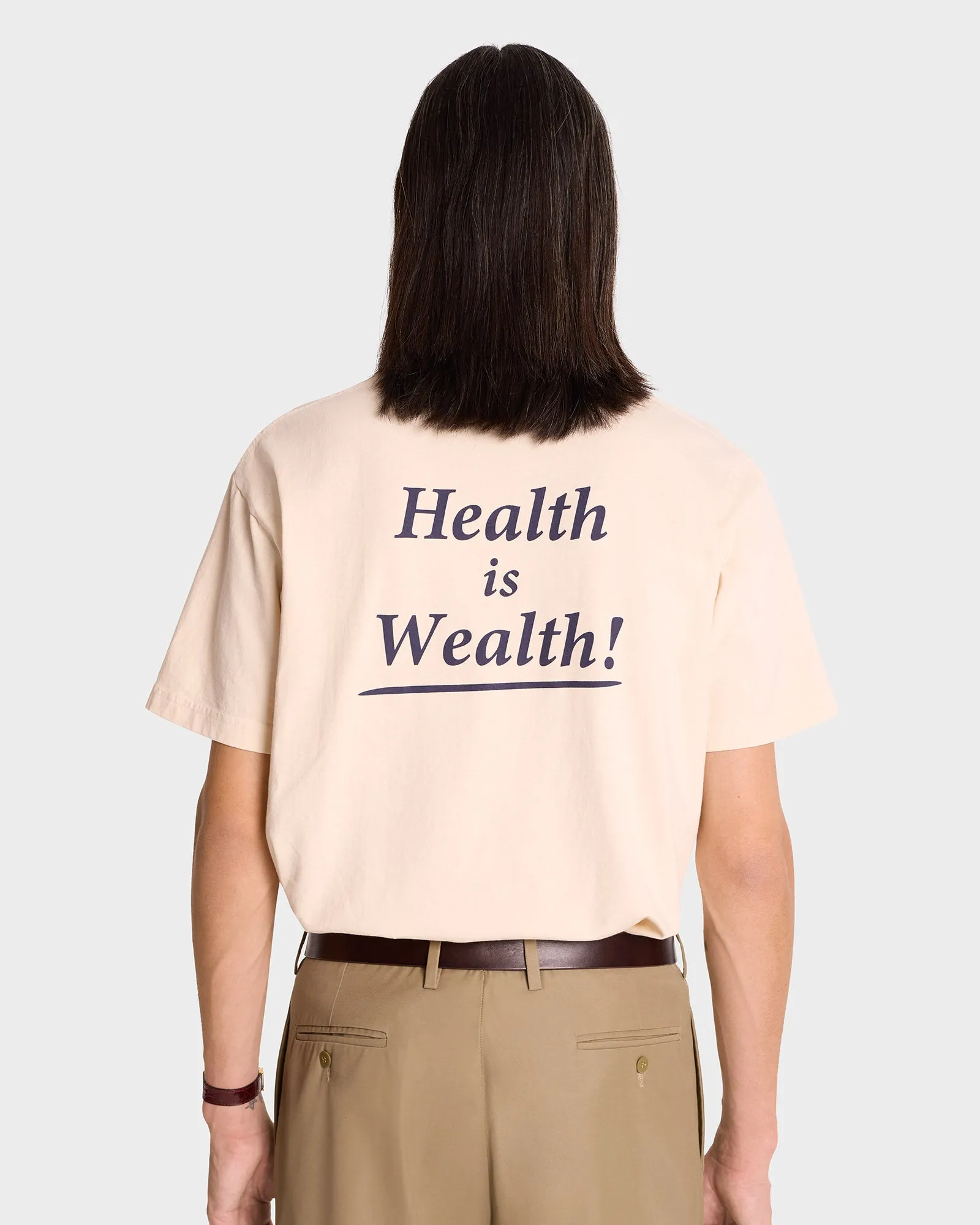 Health is Wealth T-Shirt - Cream/Navy sold by Sporty and Rich product image thumbnail 4