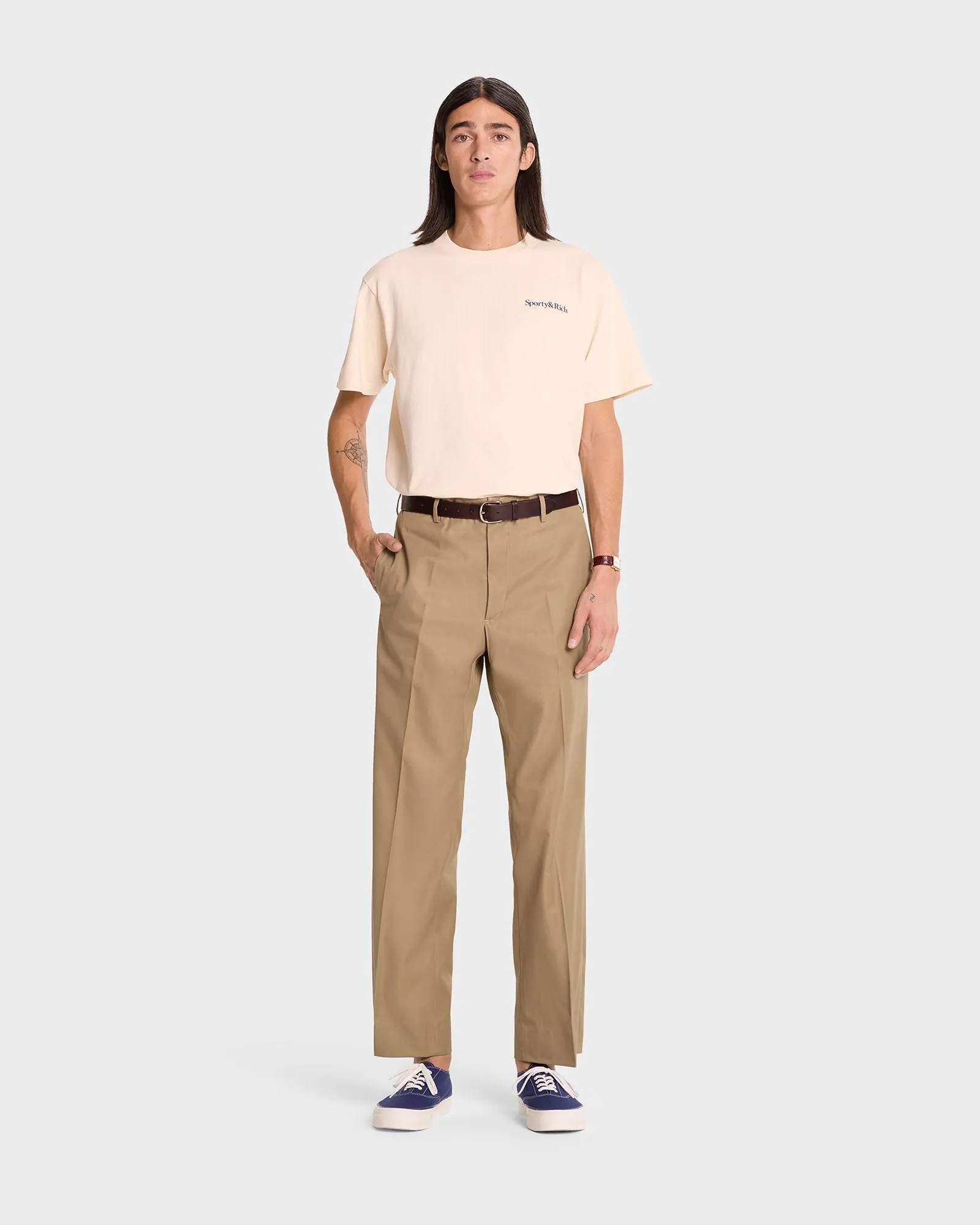 Health is Wealth T-Shirt - Cream/Navy sold by Sporty and Rich product image thumbnail 2