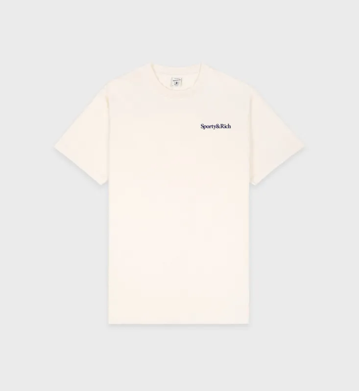 Health is Wealth T-Shirt - Cream/Navy sold by Sporty and Rich