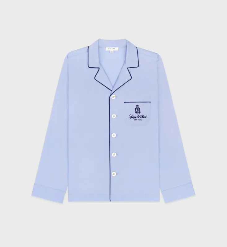 Vendome Pyjama Shirt - Sky Blue/Navy sold by Sporty and Rich