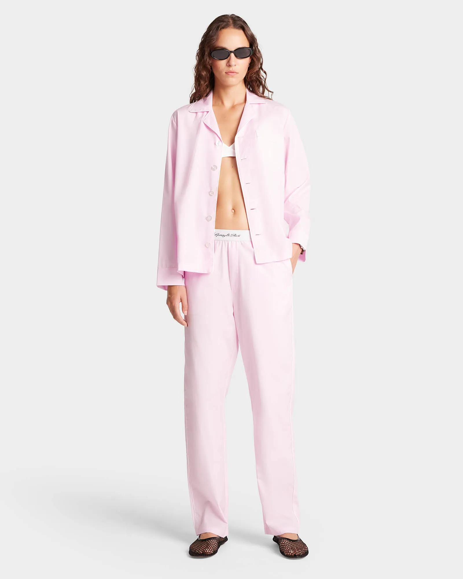 Vendome Pyjama Trousers - Ballet/White sold by Sporty and Rich product image thumbnail 3