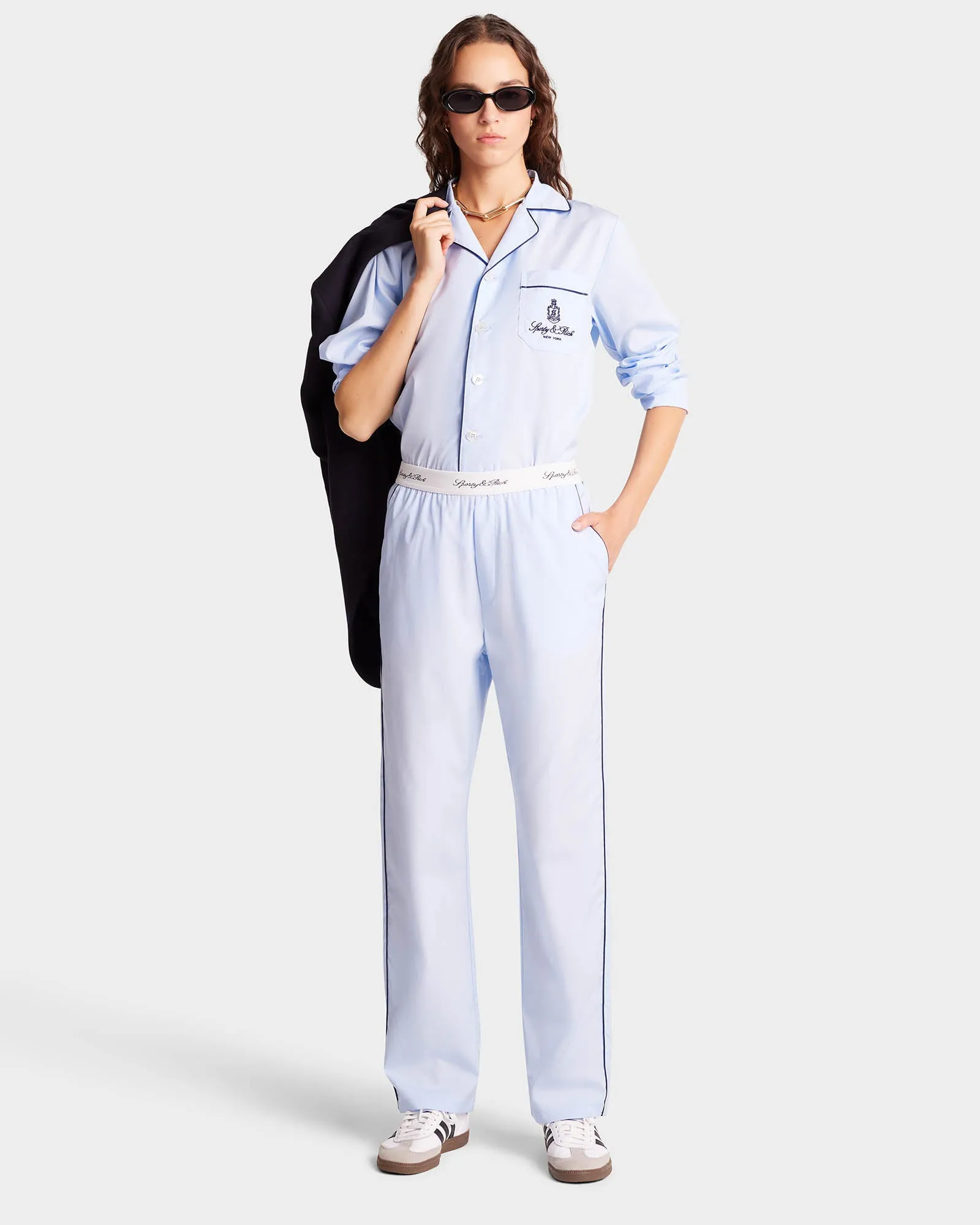 Vendome Pyjama Trousers - Sky Blue/Navy sold by Sporty and Rich product image thumbnail 3