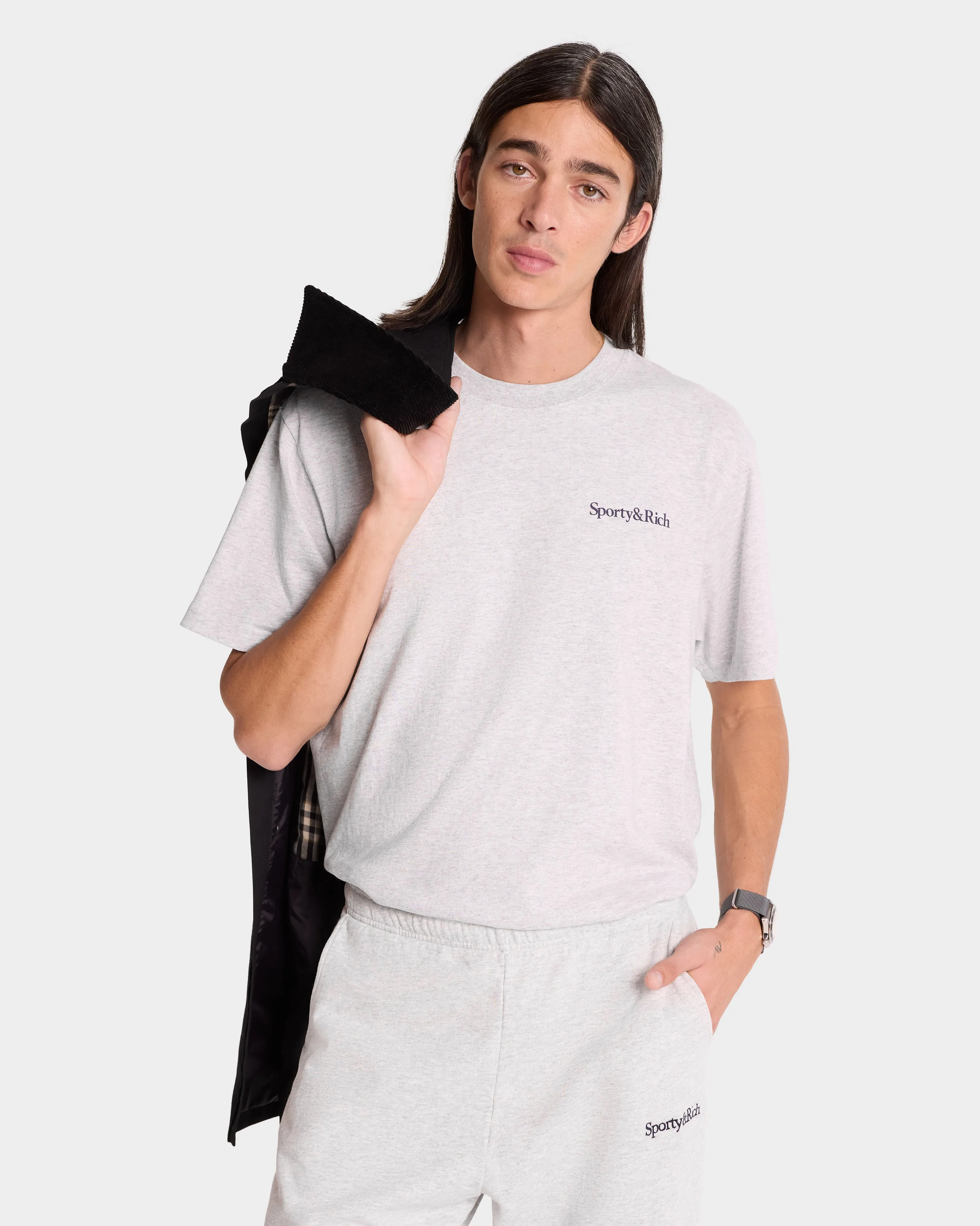 Health is Wealth T-Shirt - Heather Gray/Navy sold by Sporty and Rich product image thumbnail 5