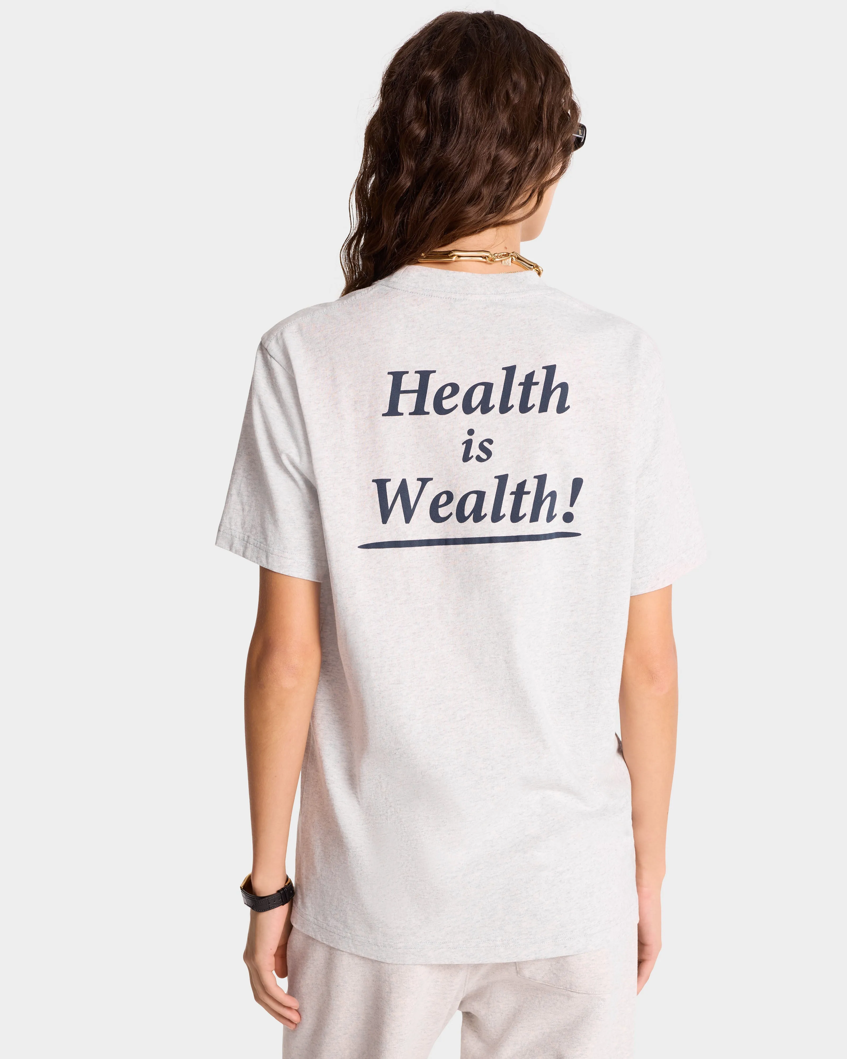 Health is Wealth T-Shirt - Heather Gray/Navy sold by Sporty and Rich product image thumbnail 4