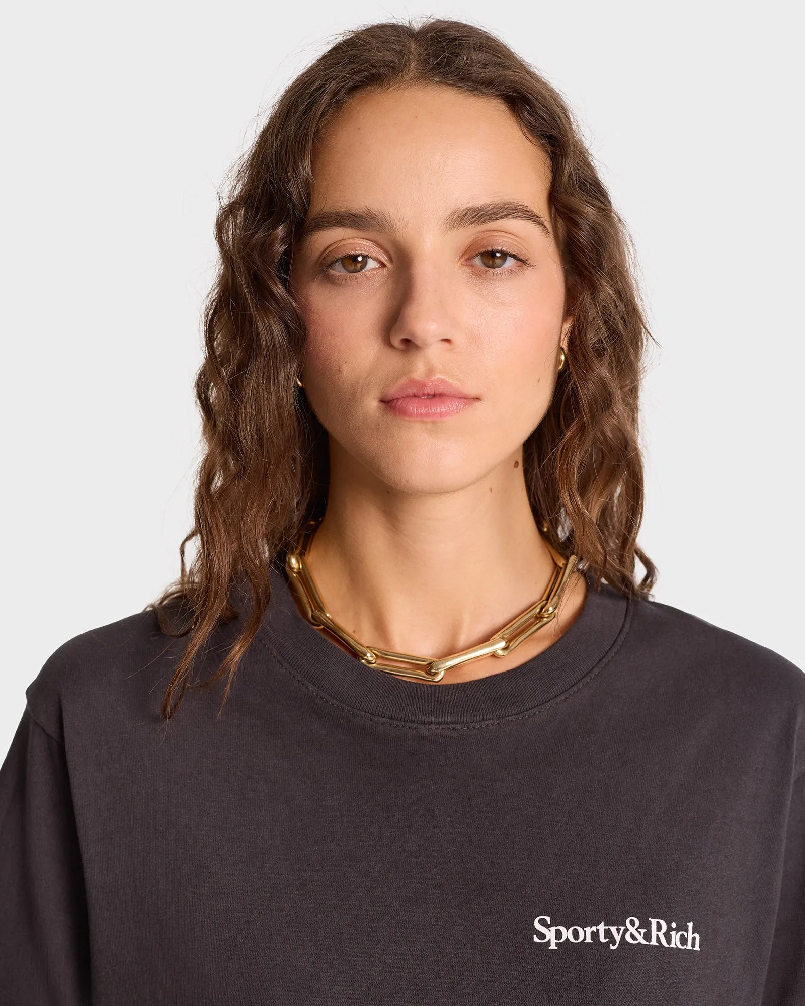 Health is Wealth T-Shirt - Faded Black/White sold by Sporty and Rich product image thumbnail 4