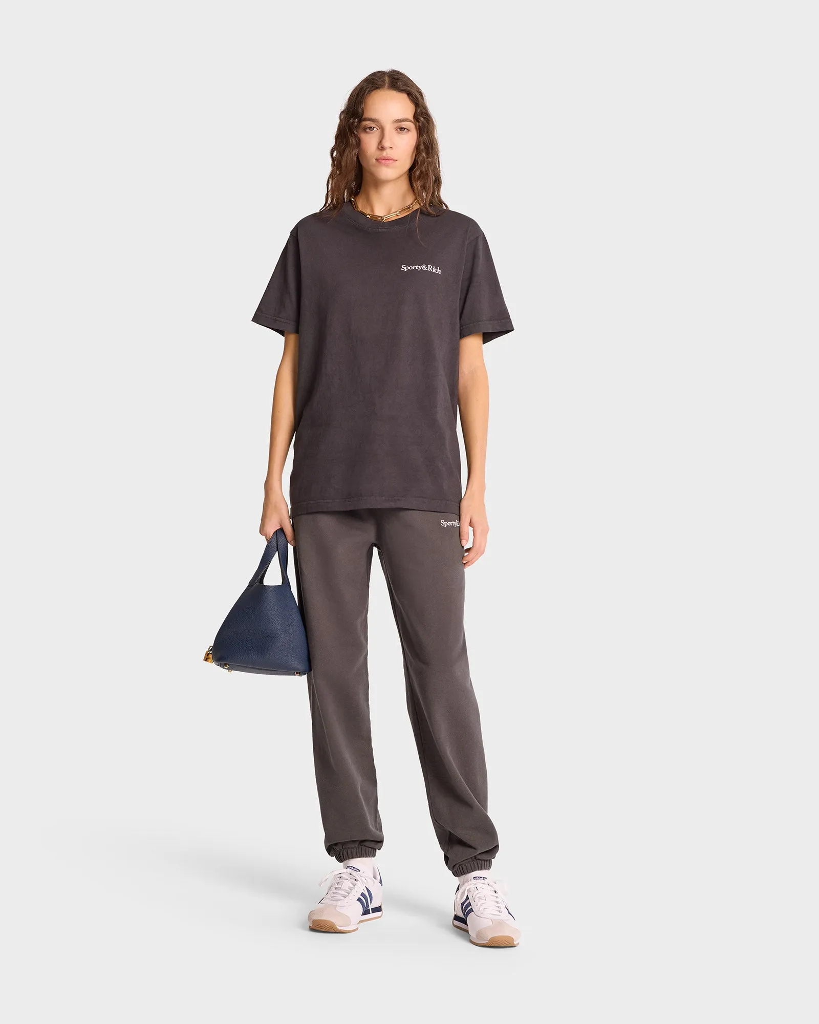 Health is Wealth T-Shirt - Faded Black/White sold by Sporty and Rich product image thumbnail 3