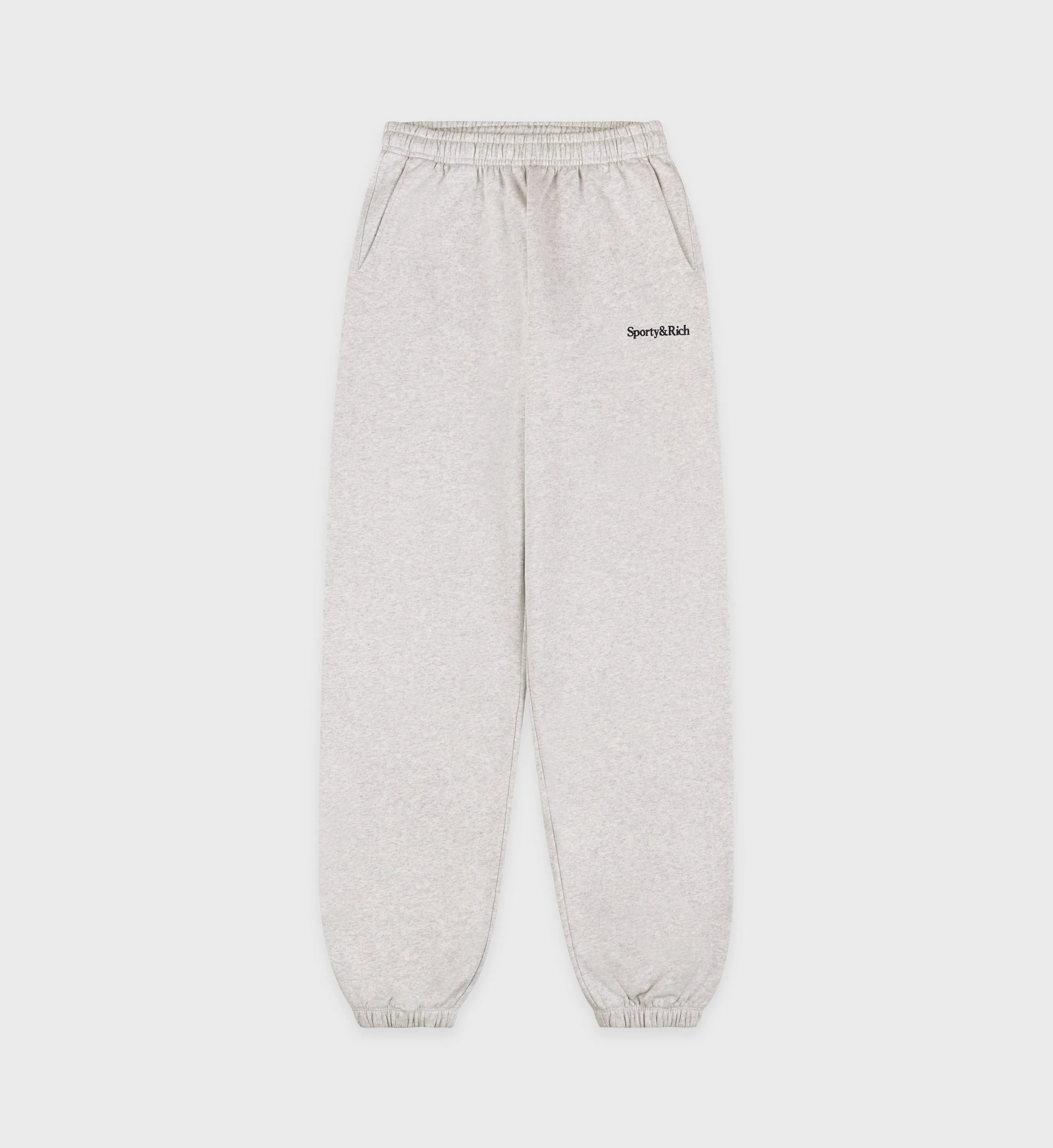 Serif Logo Sweatpant - Heather Gray/Navy sold by Sporty and Rich