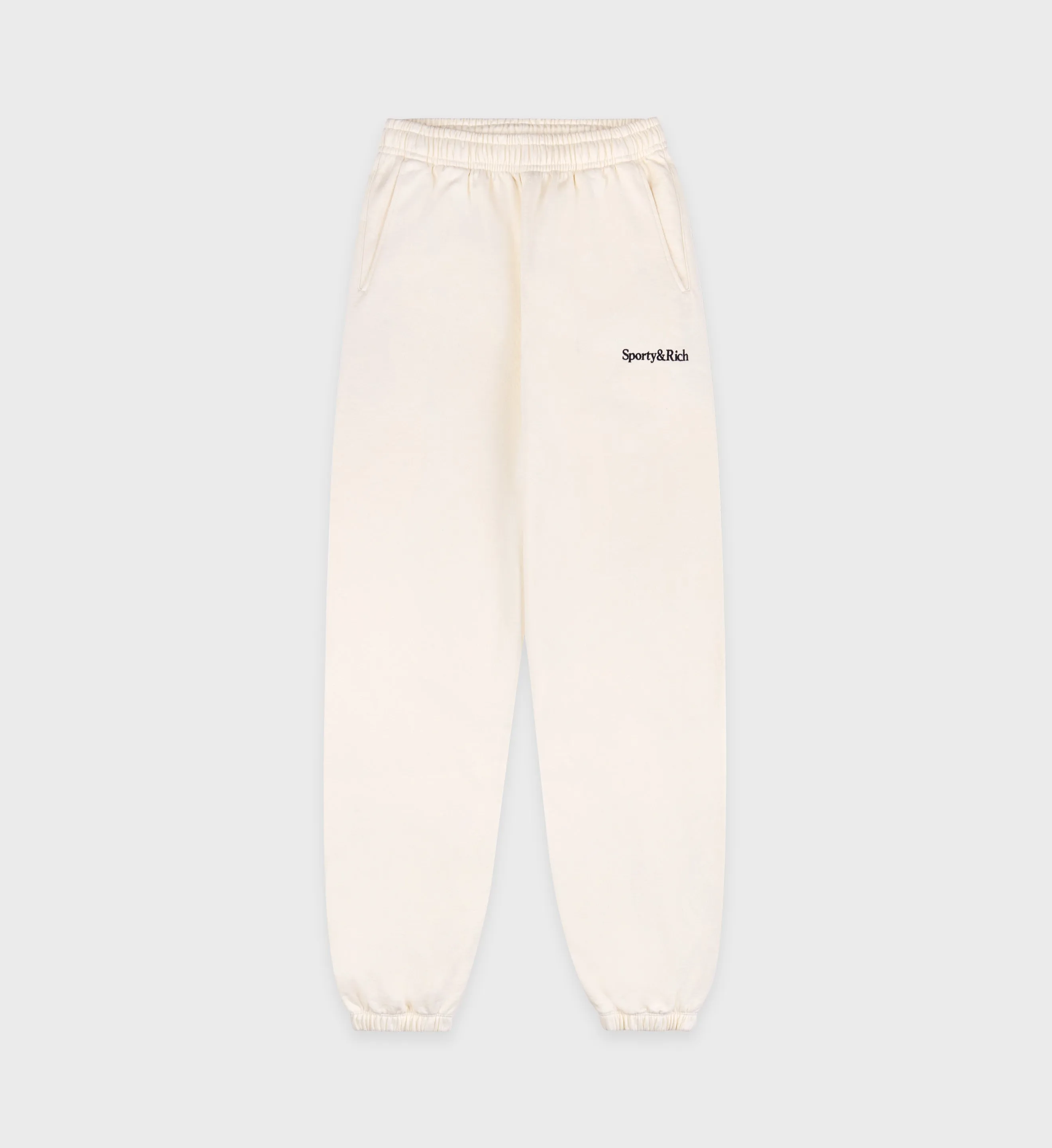 Serif Logo Sweatpant - Cream/Navy sold by Sporty and Rich