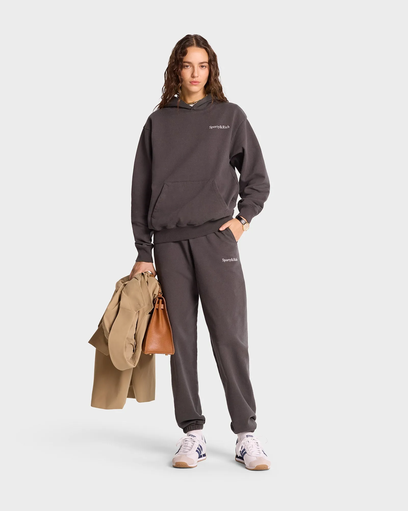 Serif Logo Sweatpant - Faded Black/White sold by Sporty and Rich product image thumbnail 4