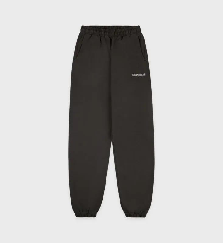 Serif Logo Sweatpant - Faded Black/White sold by Sporty and Rich