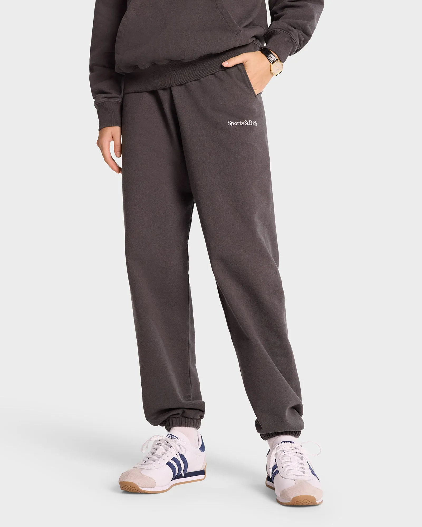 Serif Logo Sweatpant - Faded Black/White sold by Sporty and Rich product image thumbnail 5