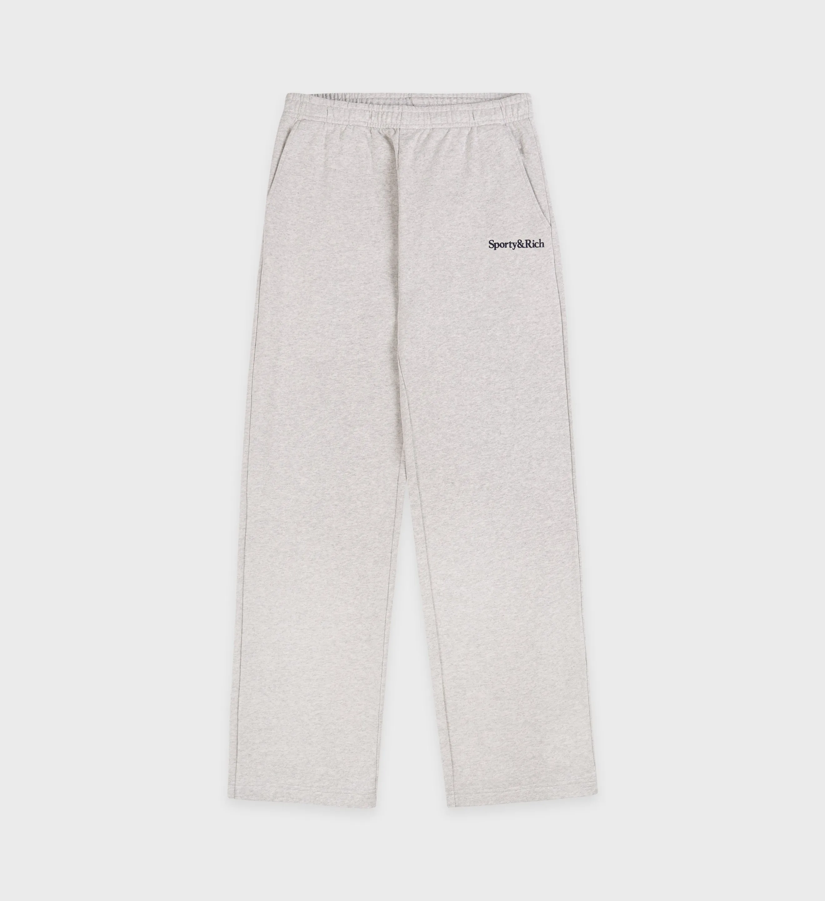 Serif Logo Straight Leg Sweatpant - Heather Gray/Navy sold by Sporty and Rich