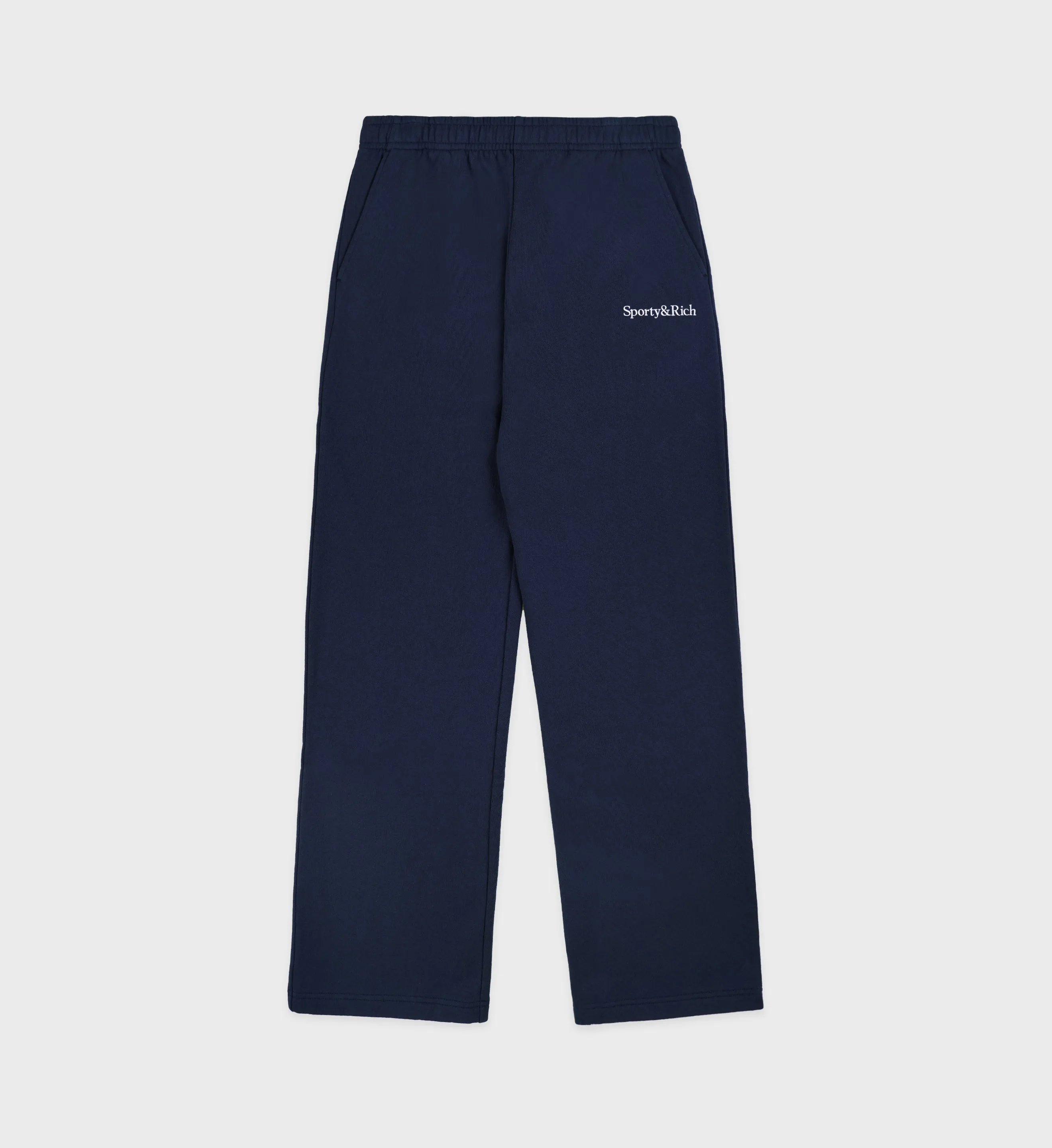 Serif Logo Straight Leg Sweatpant - Navy/White sold by Sporty and Rich