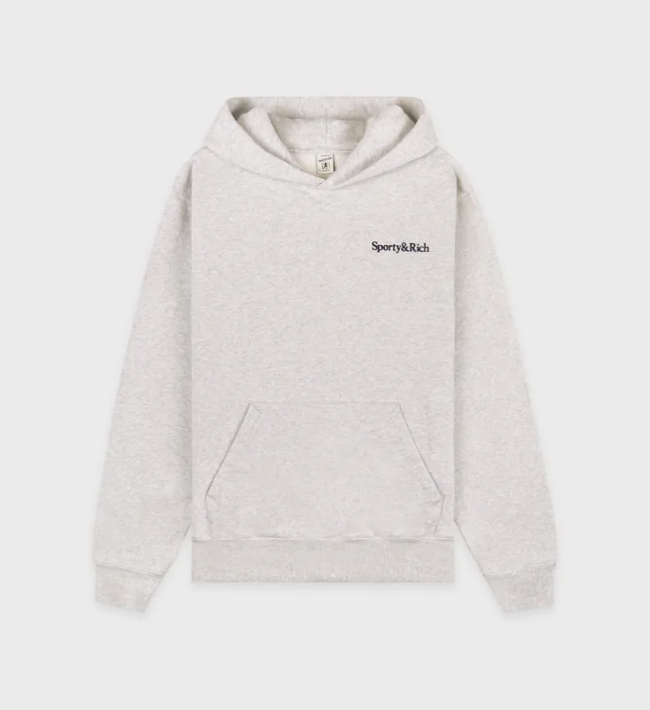 Serif Logo Hoodie - Heather Gray/Navy sold by Sporty and Rich