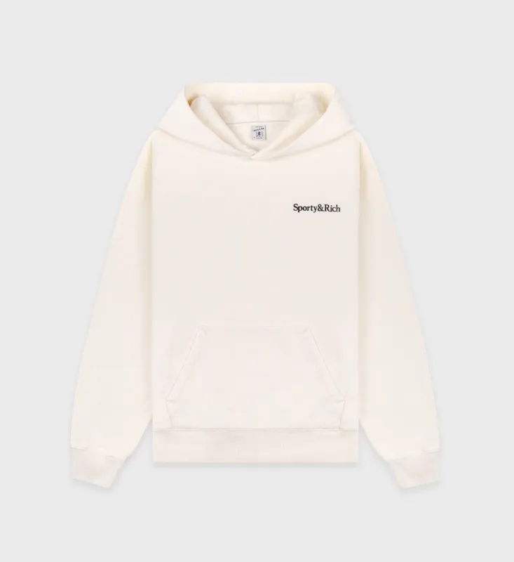 Serif Logo Hoodie - Cream/Navy sold by Sporty and Rich