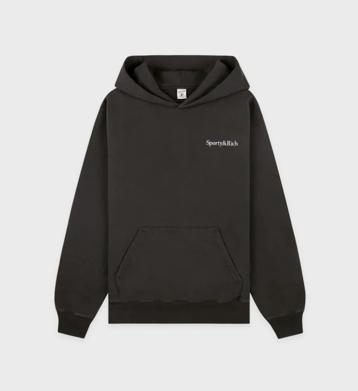 Serif Logo Hoodie - Faded Black/White sold by Sporty and Rich