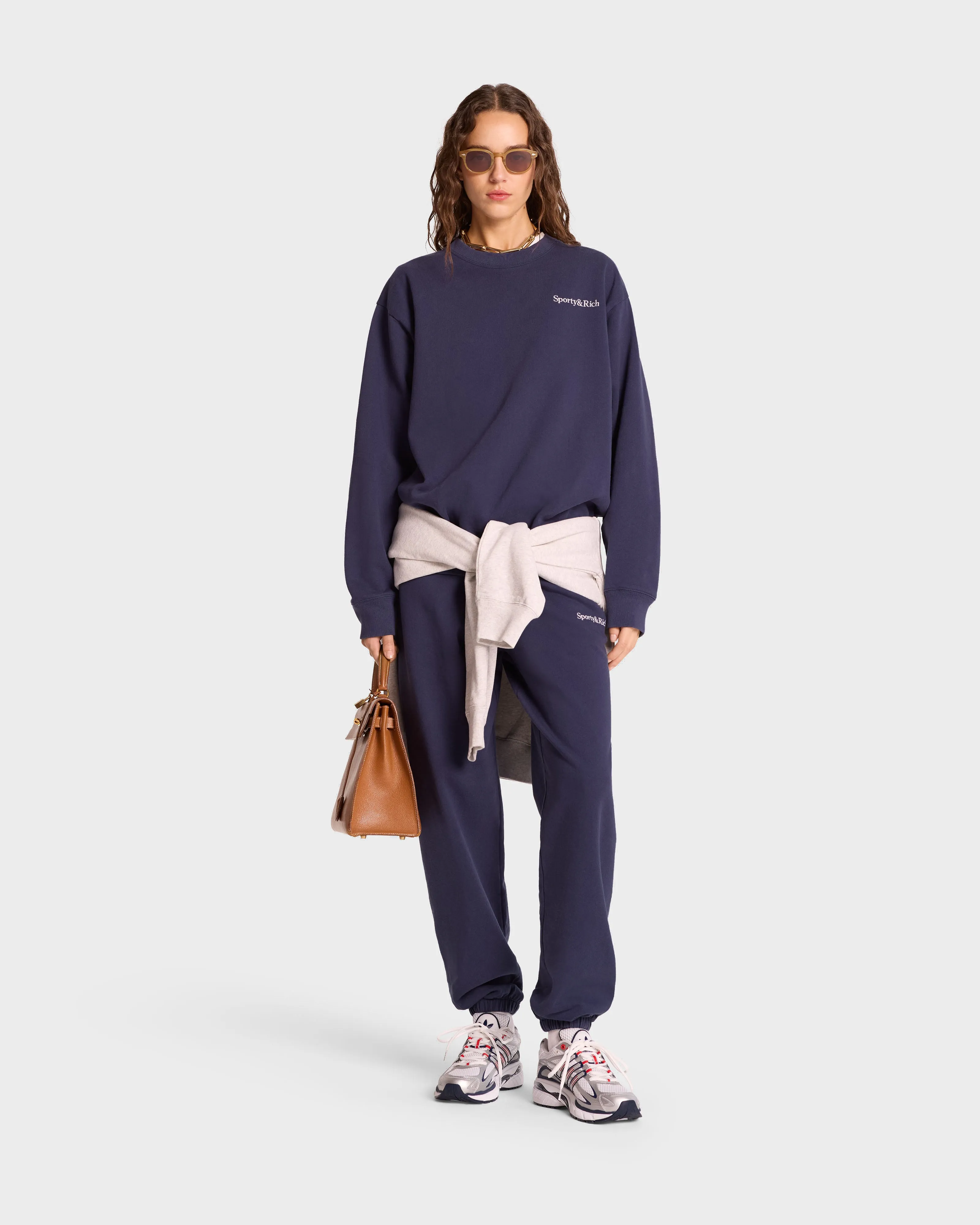 Serif Logo Crewneck - Navy/White sold by Sporty and Rich product image thumbnail 3