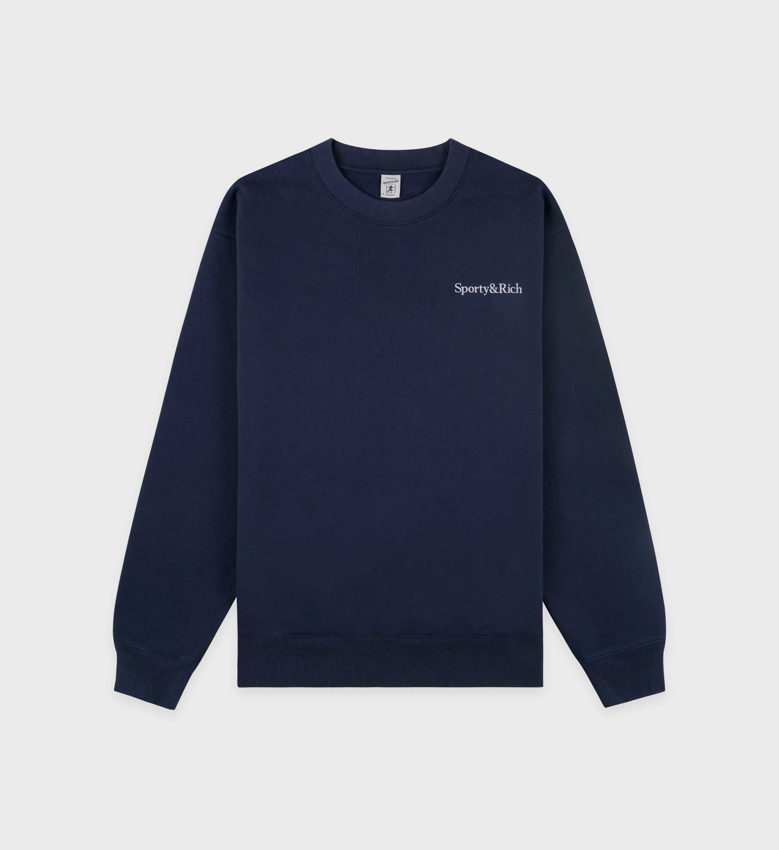 Serif Logo Crewneck - Navy/White sold by Sporty and Rich