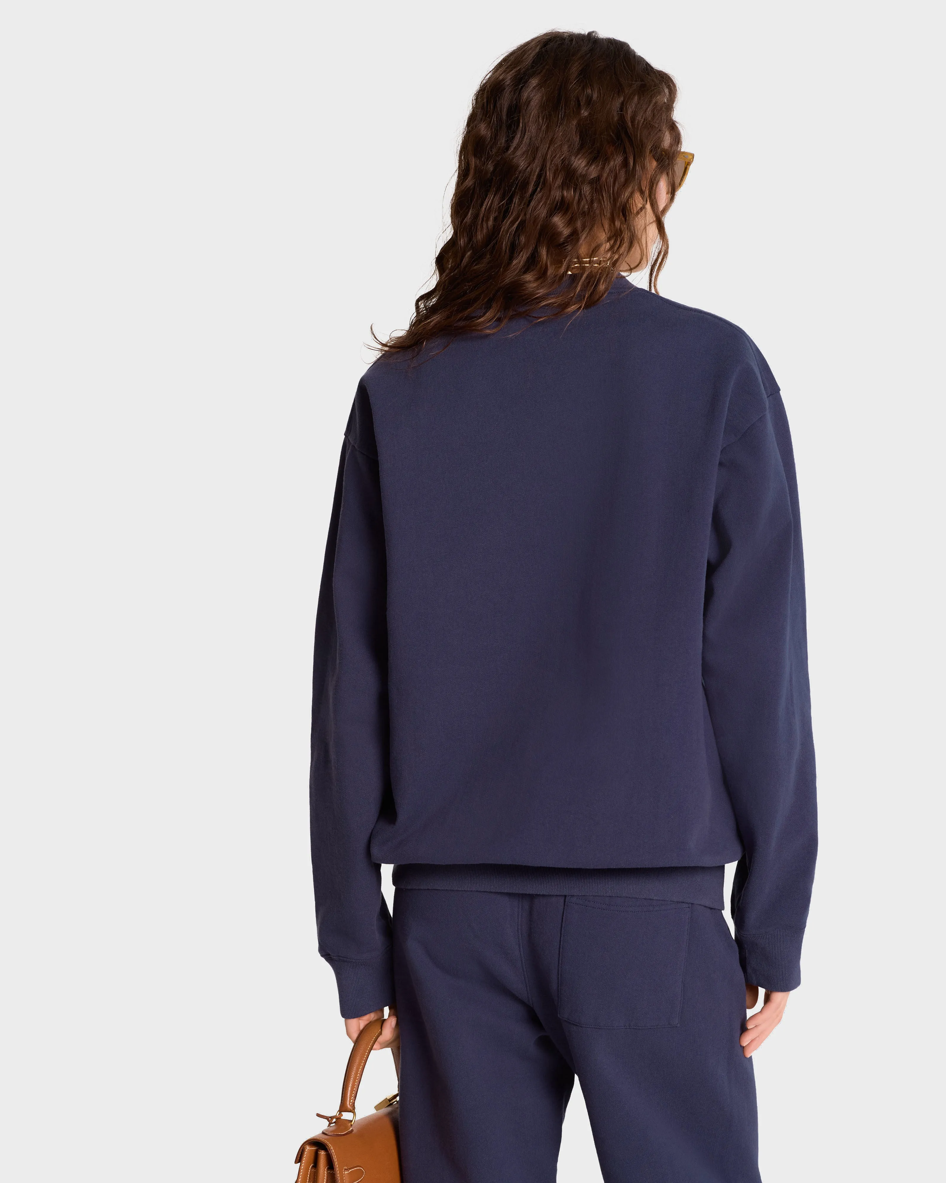 Serif Logo Crewneck - Navy/White sold by Sporty and Rich product image thumbnail 5