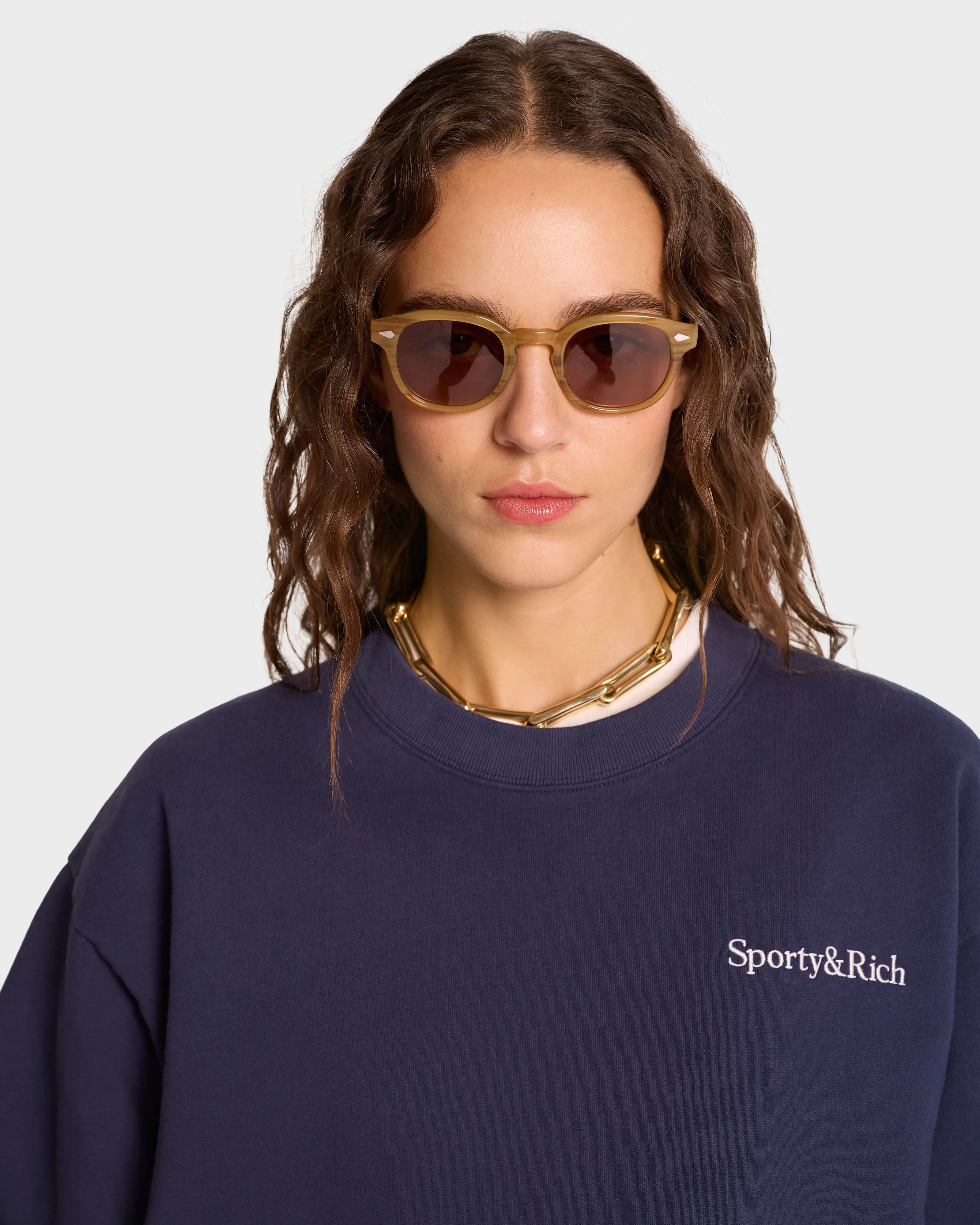 Serif Logo Crewneck - Navy/White sold by Sporty and Rich product image thumbnail 4