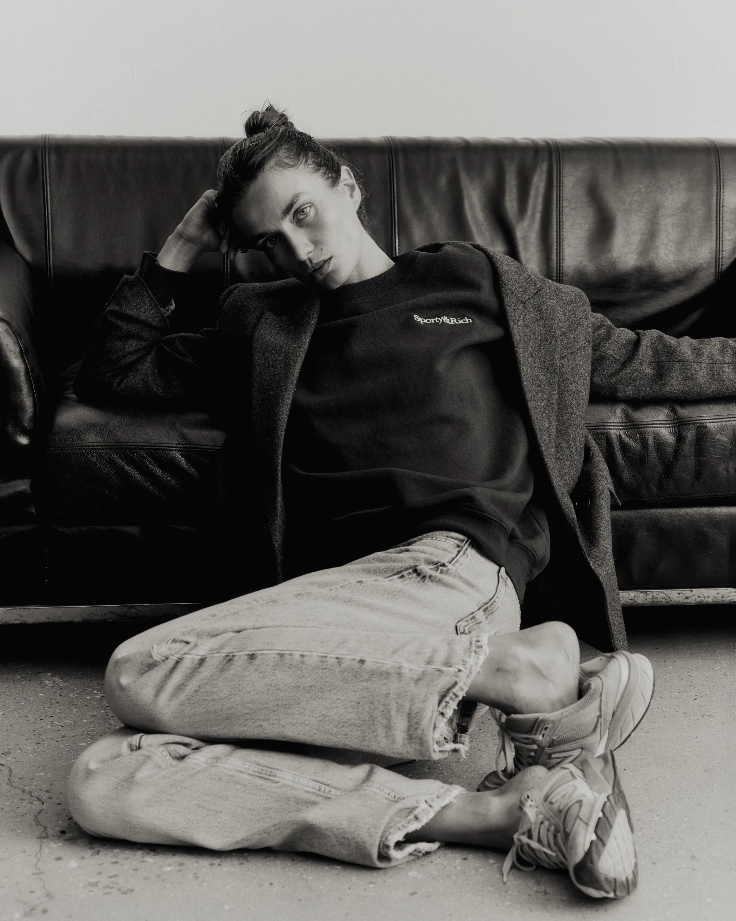 Serif Logo Crewneck - Navy/White sold by Sporty and Rich product image thumbnail 2