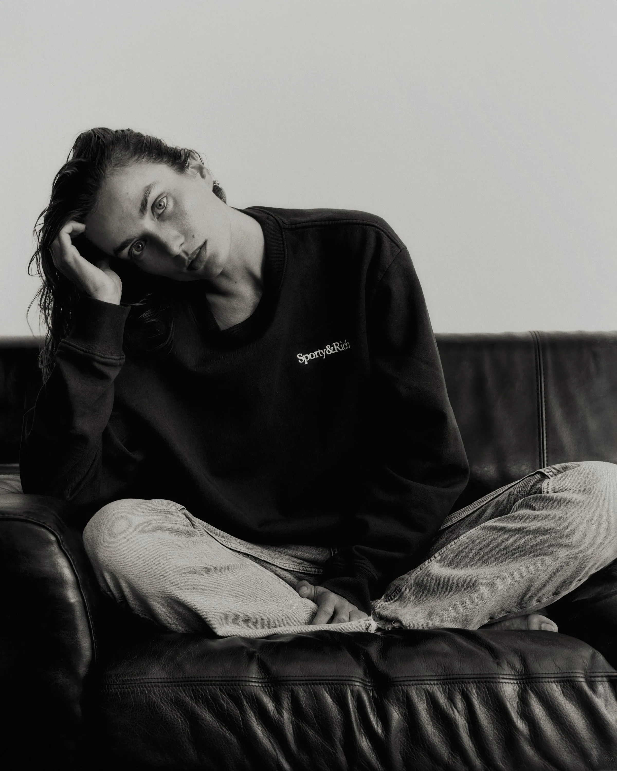 Serif Logo Crewneck - Faded Black/White sold by Sporty and Rich product image thumbnail 2