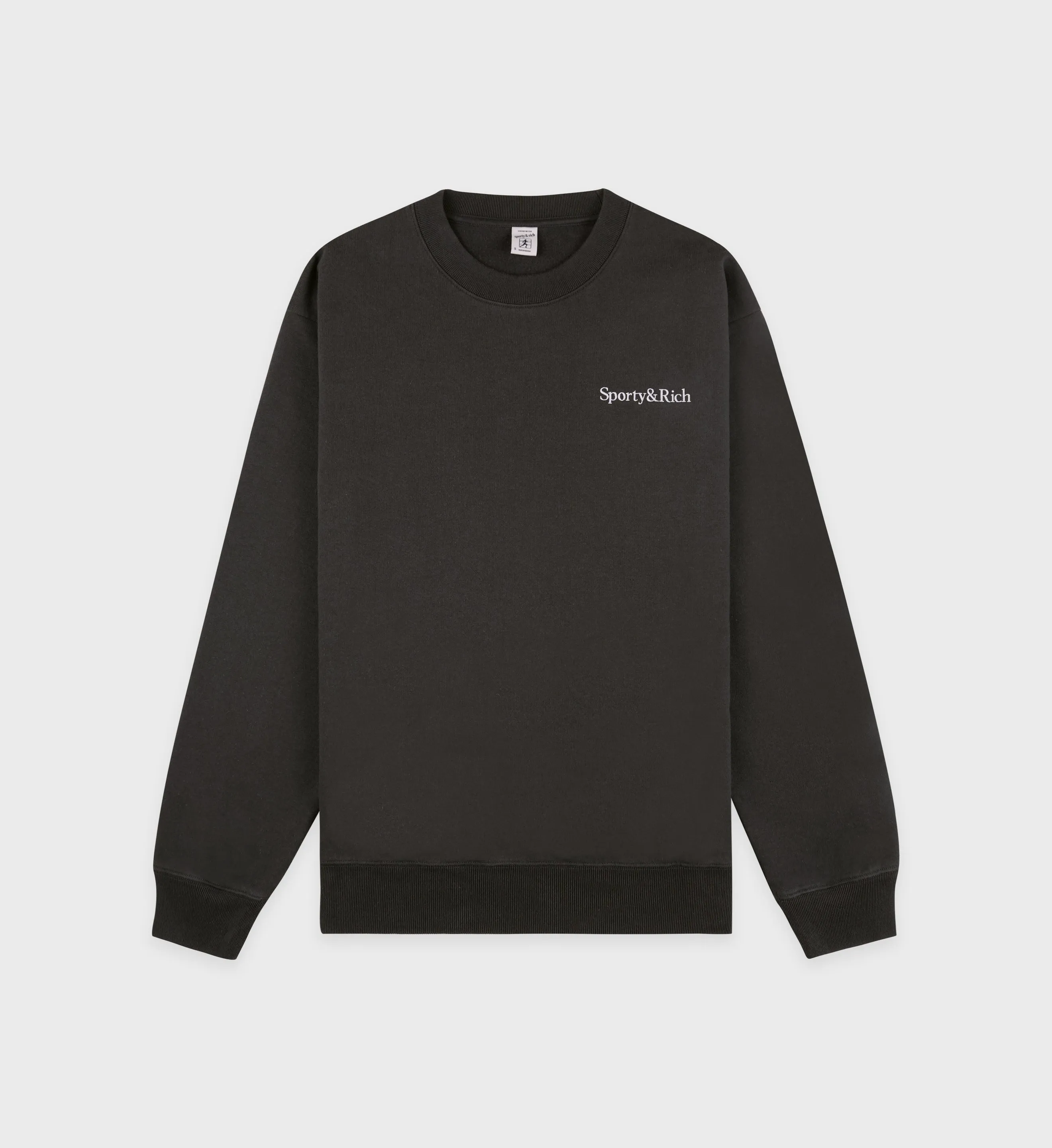 Serif Logo Crewneck - Faded Black/White sold by Sporty and Rich