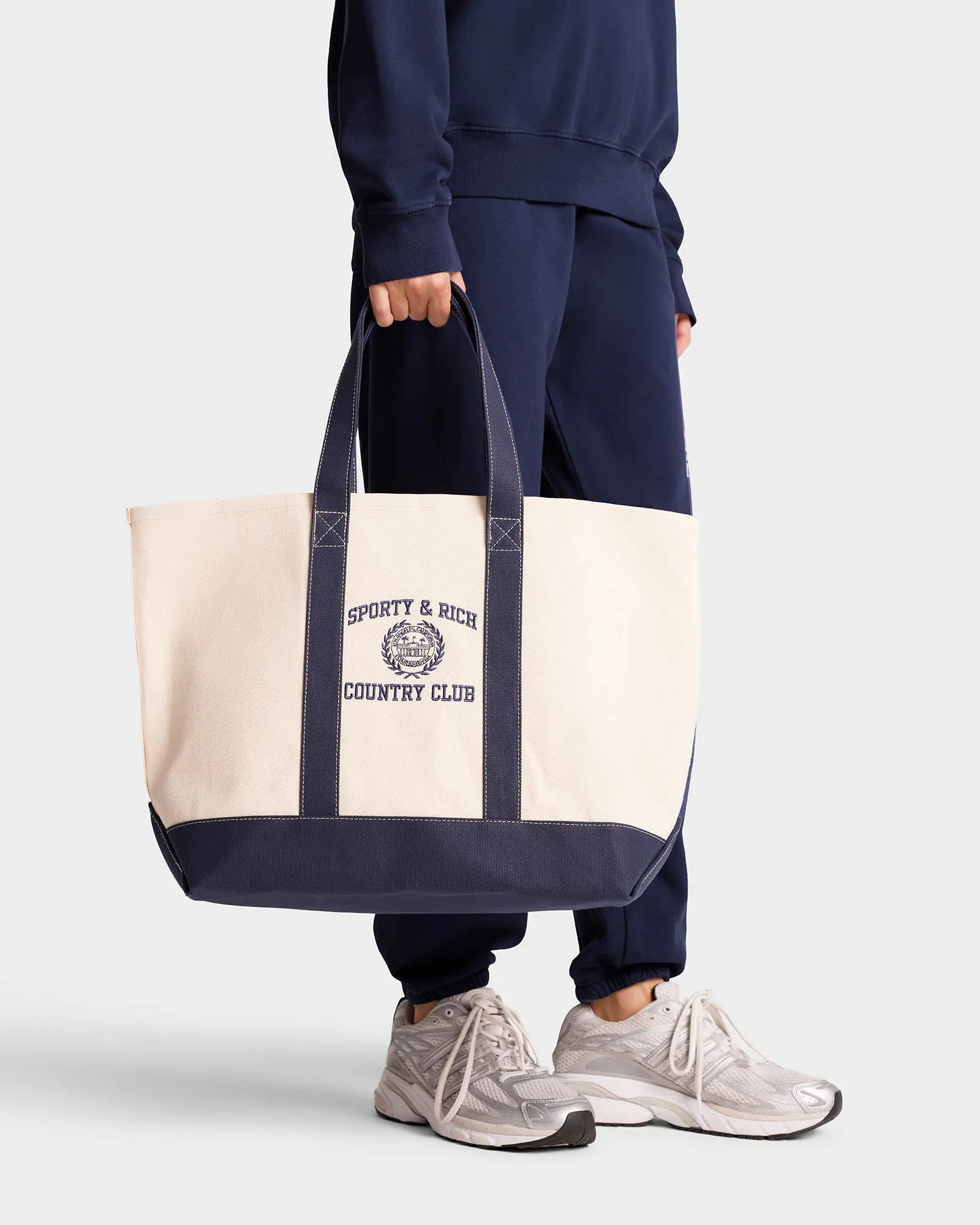 Varsity Crest Tote Bag - Natural/Navy sold by Sporty and Rich product image thumbnail 3