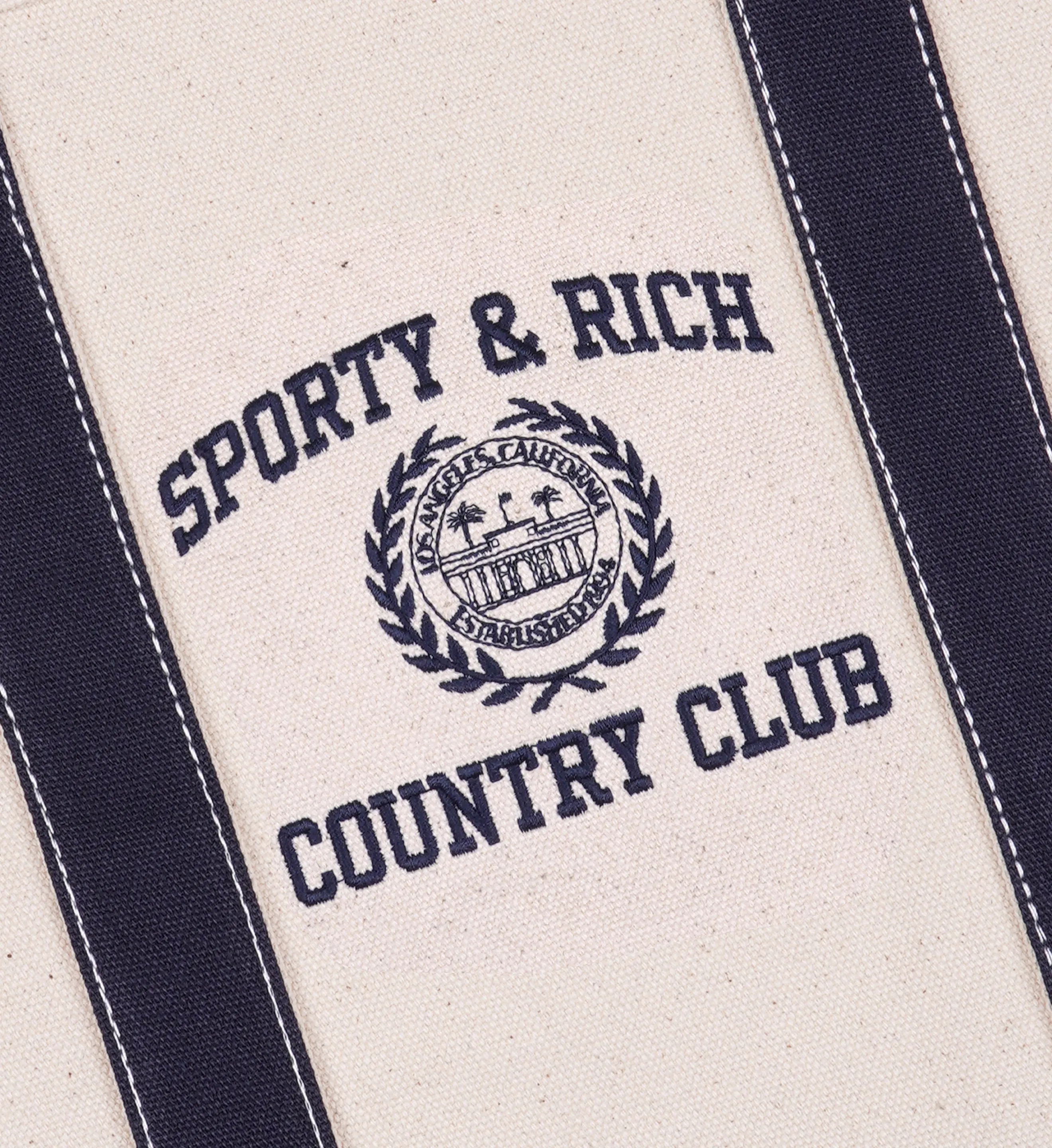 Varsity Crest Tote Bag - Natural/Navy sold by Sporty and Rich product image thumbnail 5