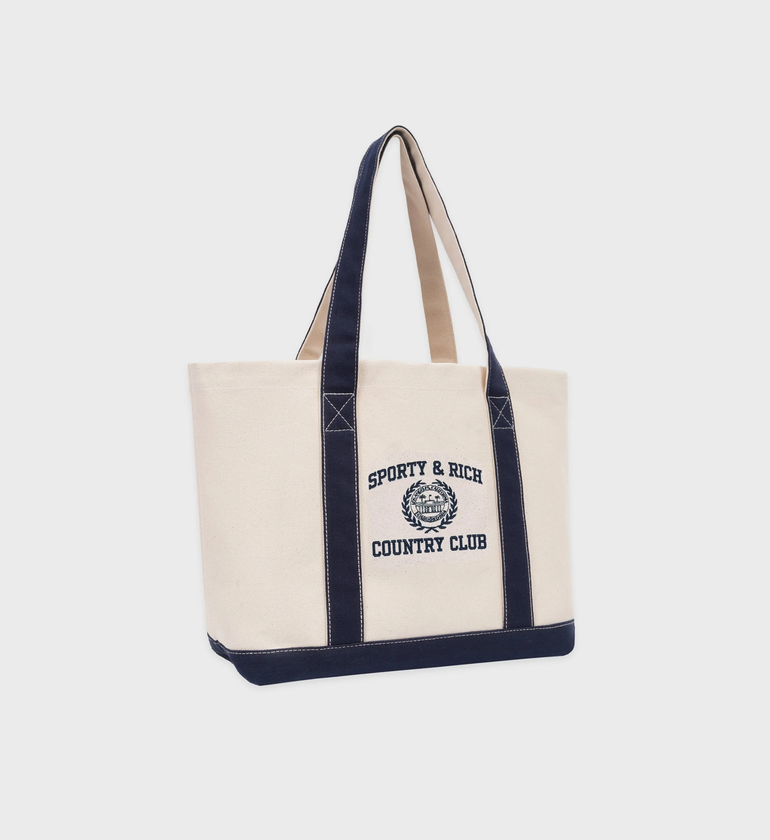 Varsity Crest Tote Bag - Natural/Navy sold by Sporty and Rich product image thumbnail 2