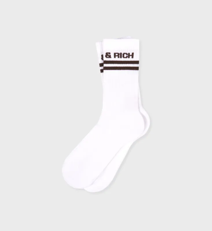 Bold Logo Socks - White/Chocolate sold by Sporty and Rich