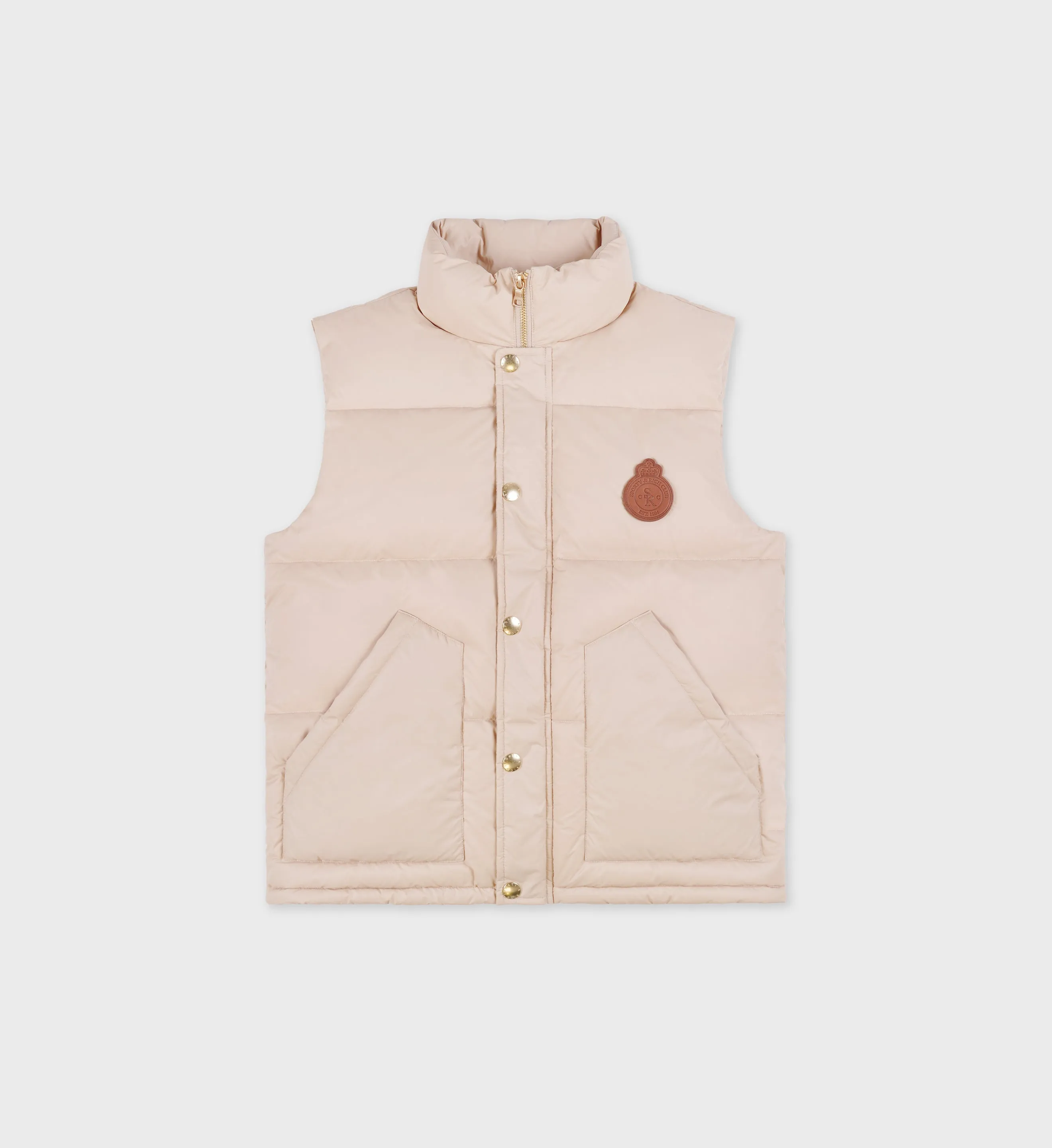 Crown Puffer Vest - Cream sold by Sporty and Rich