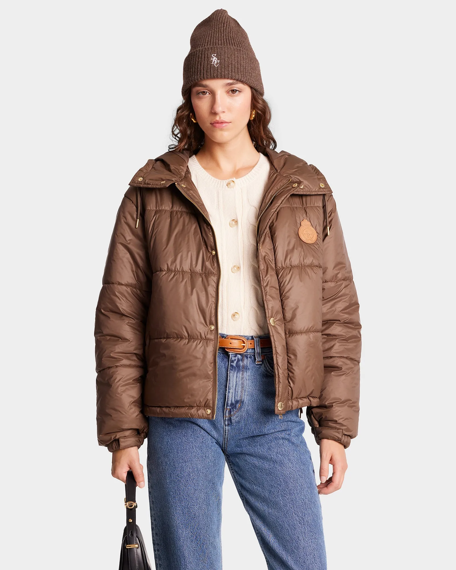 Crown Puffer Jacket - Chocolate sold by Sporty and Rich product image thumbnail 4