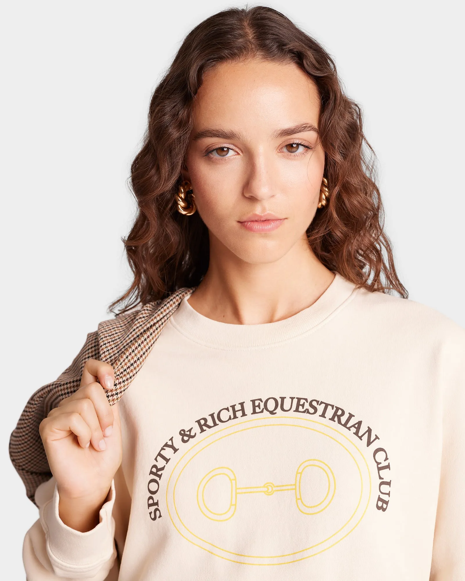 Equestrian Crewneck - Cream/Chocolate sold by Sporty and Rich product image thumbnail 3