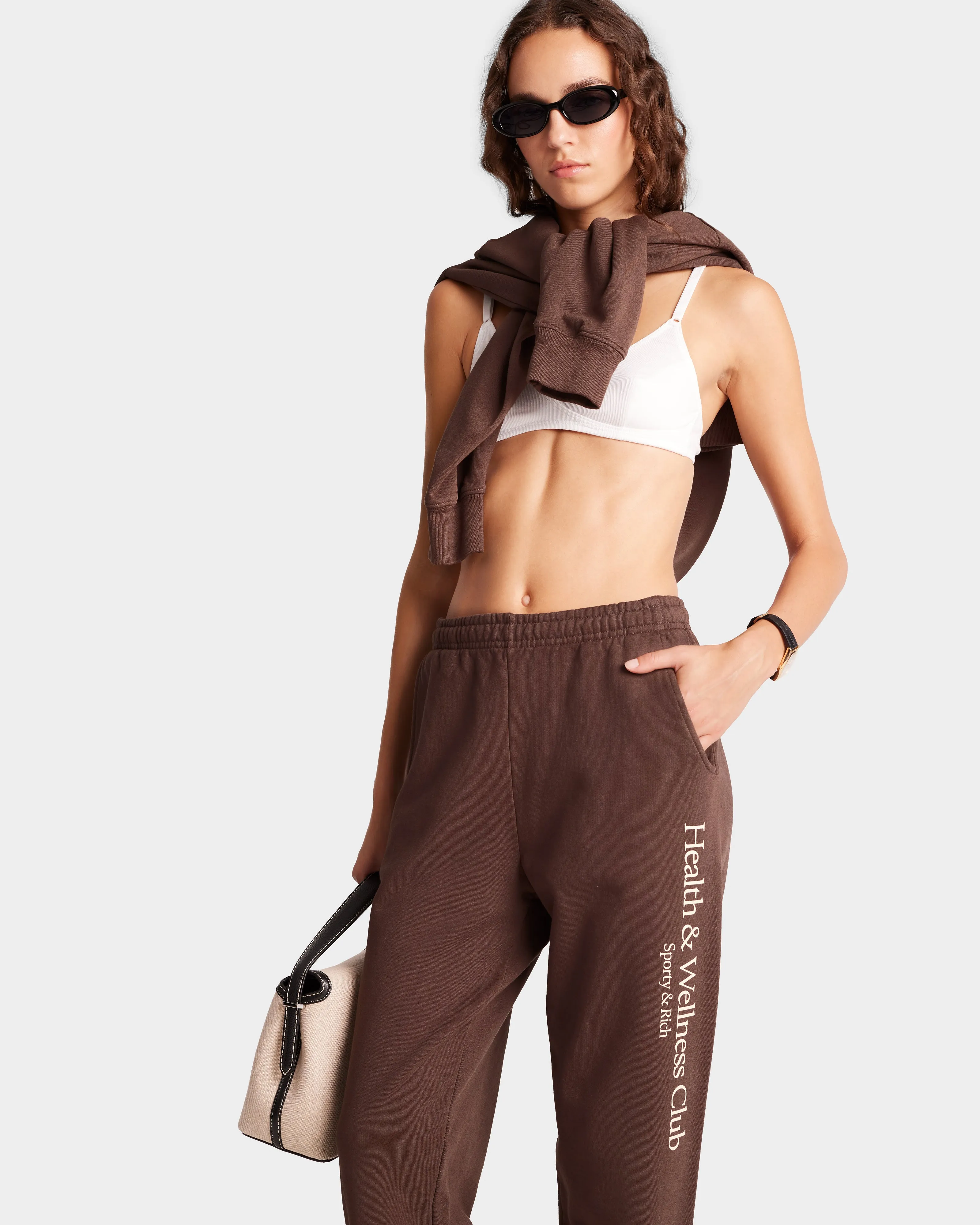 H&W Crest Sweatpant - Chocolate/Cream sold by Sporty and Rich product image thumbnail 3